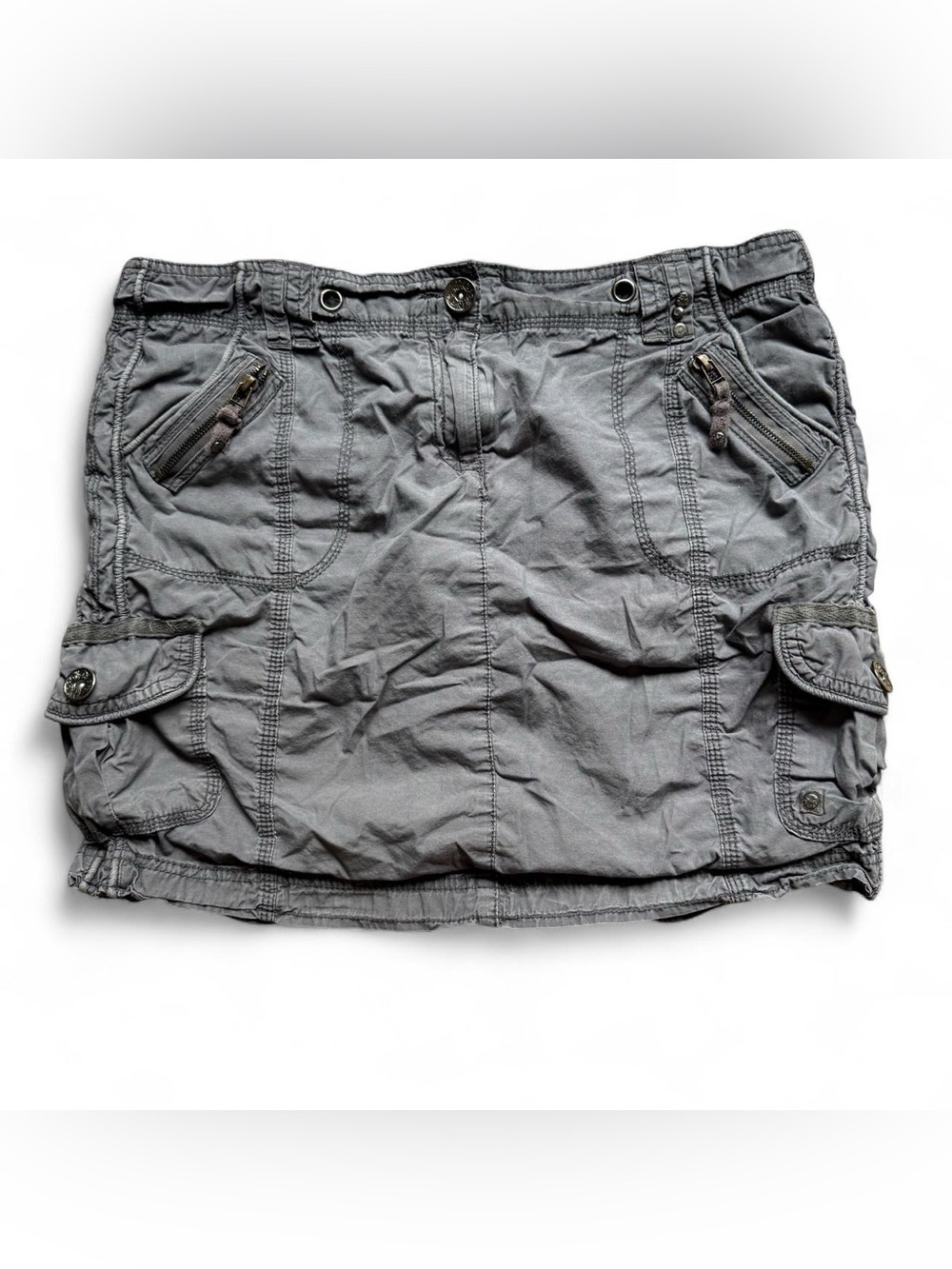 Vintage early 2000s Dalia Collection grey tactical cargo utility mini skirt!